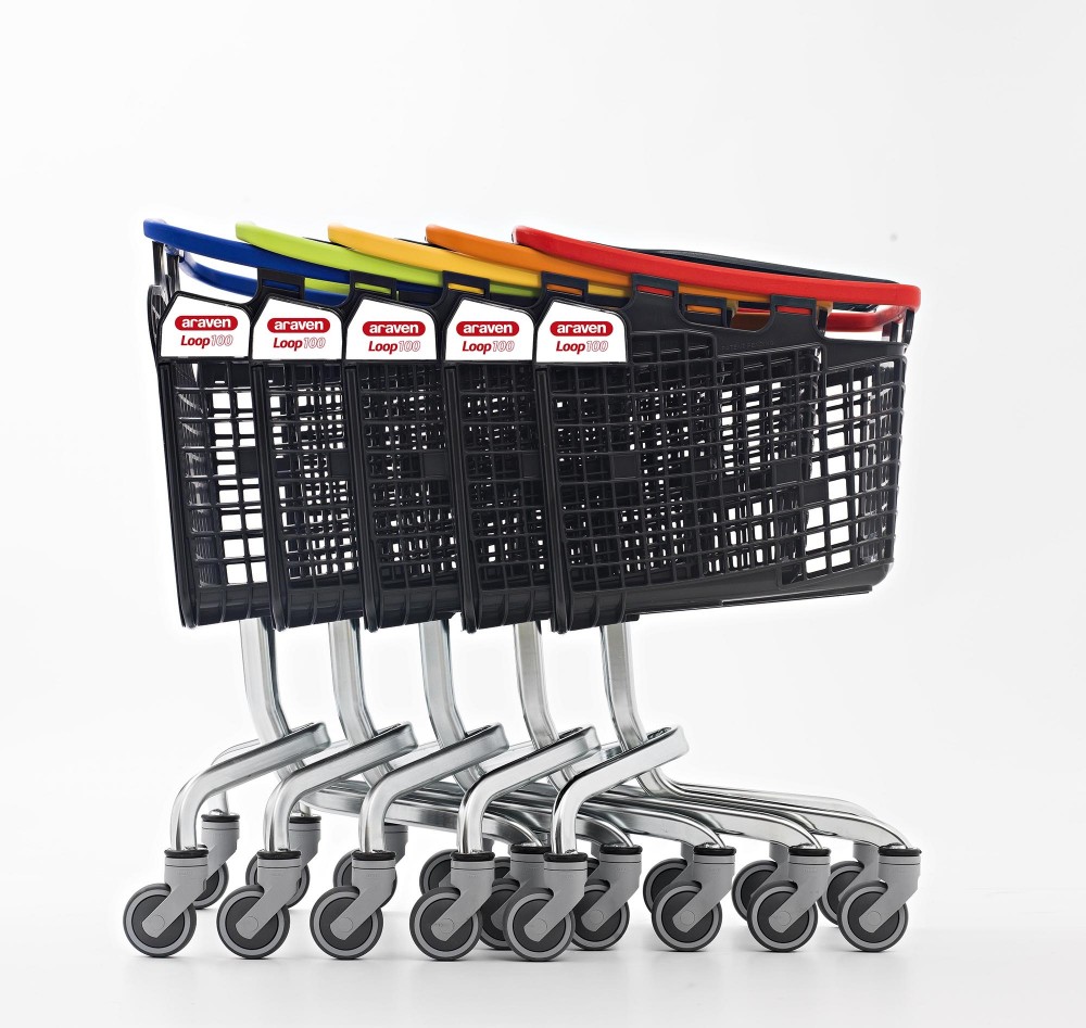 Winkelwagen LOOP Shop & Roll 100 liter zwart