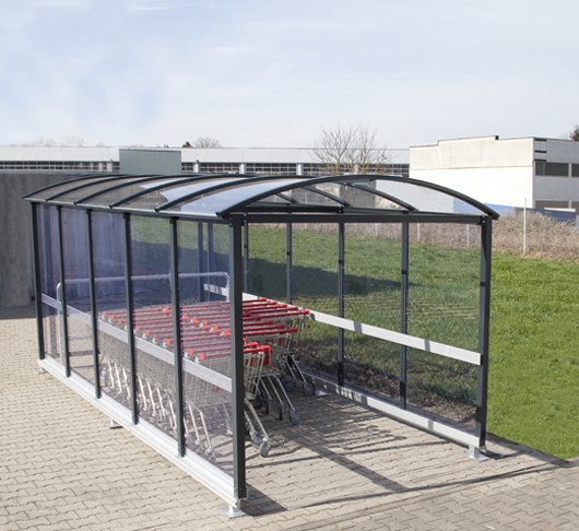 Winkelwagenstalling kwart rond dak