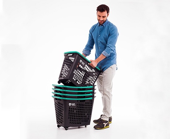 Shop & Roll winkelmand op wielen 55 liter grijs