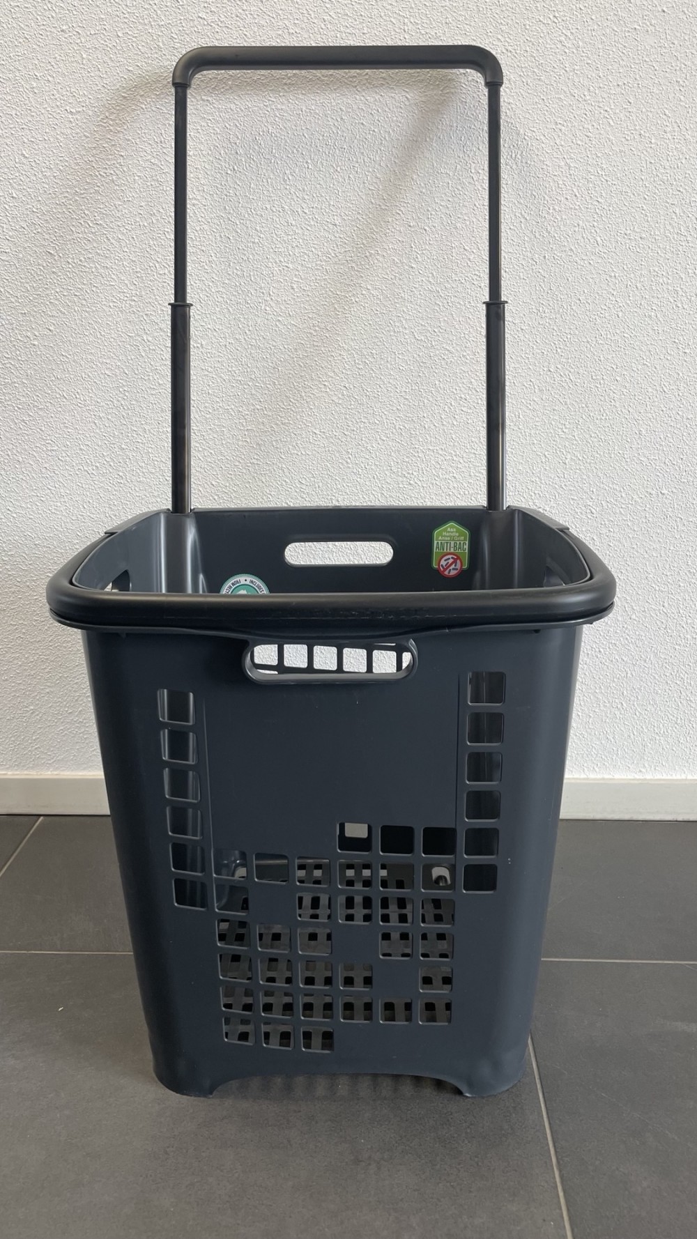 Shop & Roll winkelmand 45L GRIJS - grepen zwart