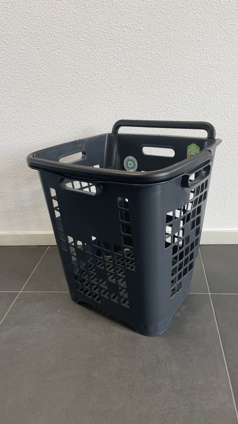 Shop & Roll winkelmand 45L GRIJS - grepen zwart