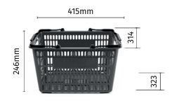 Winkelmand GERECYCLED 22 liter met rode grepen 