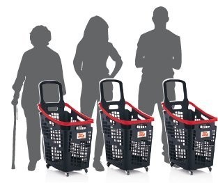 Shop & Roll winkelmand op wielen 65 liter grijs/rood  