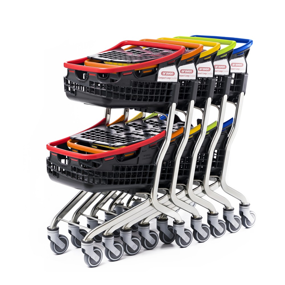 Winkelwagen LOOP Shop&Roll 70 liter - dubbele korf groen