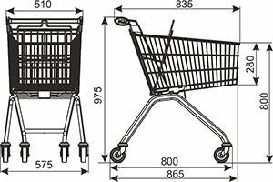 Metalen winkelwagen Avant 90 liter