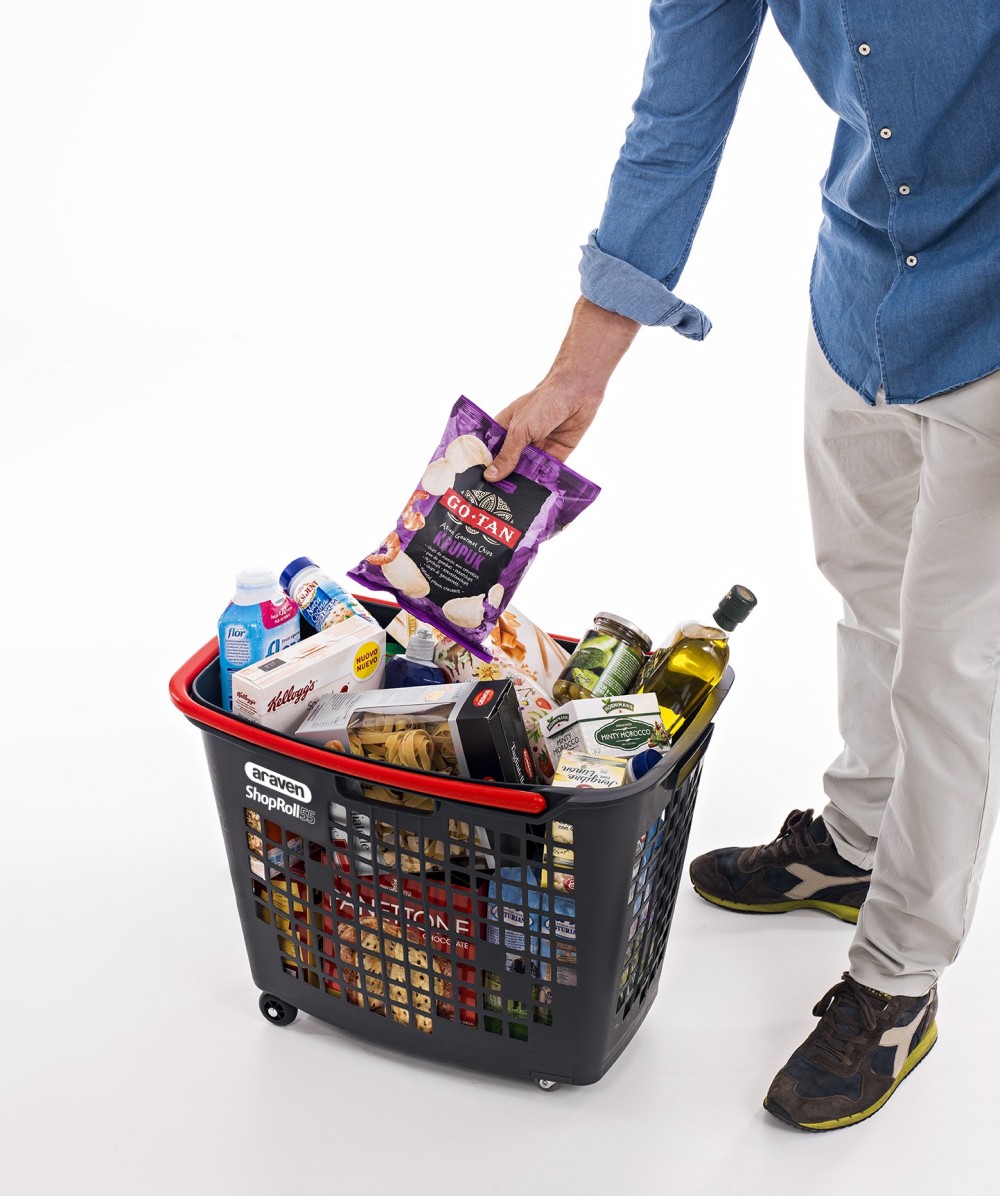 Shop & Roll winkelmand op wielen 55 liter grijs