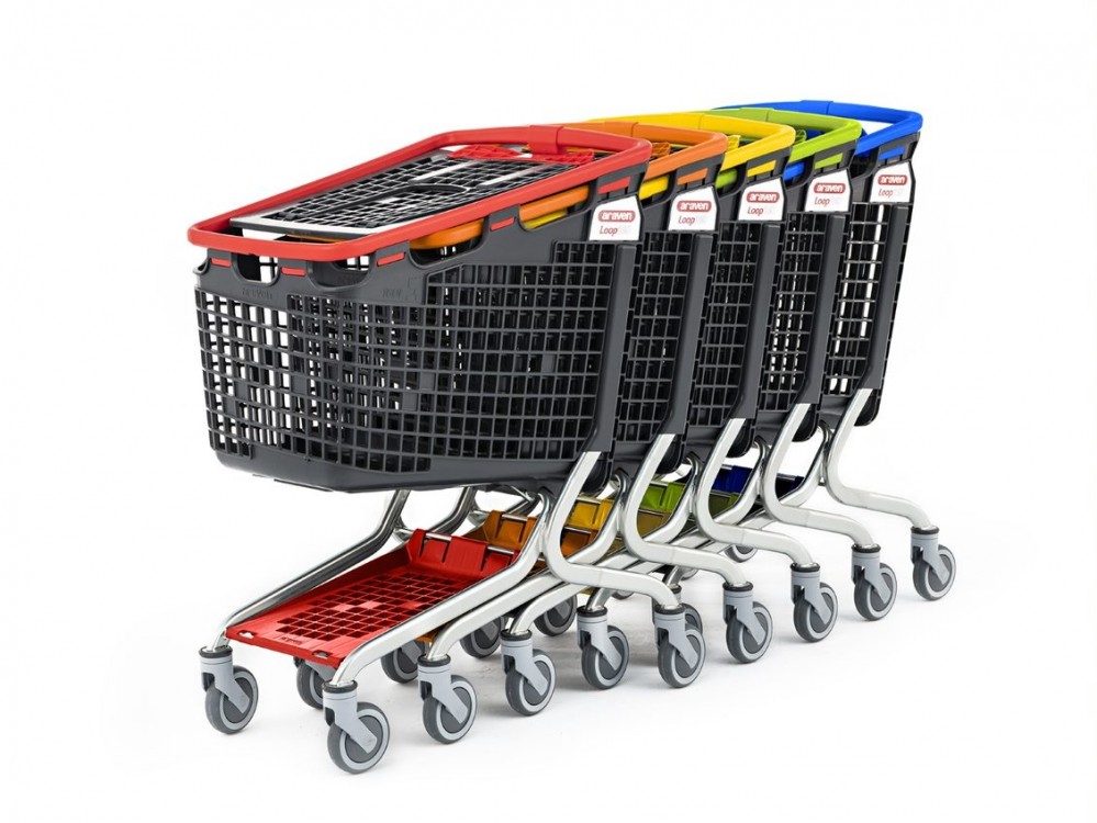 Winkelwagen LOOP Shop & Roll 160 liter geel