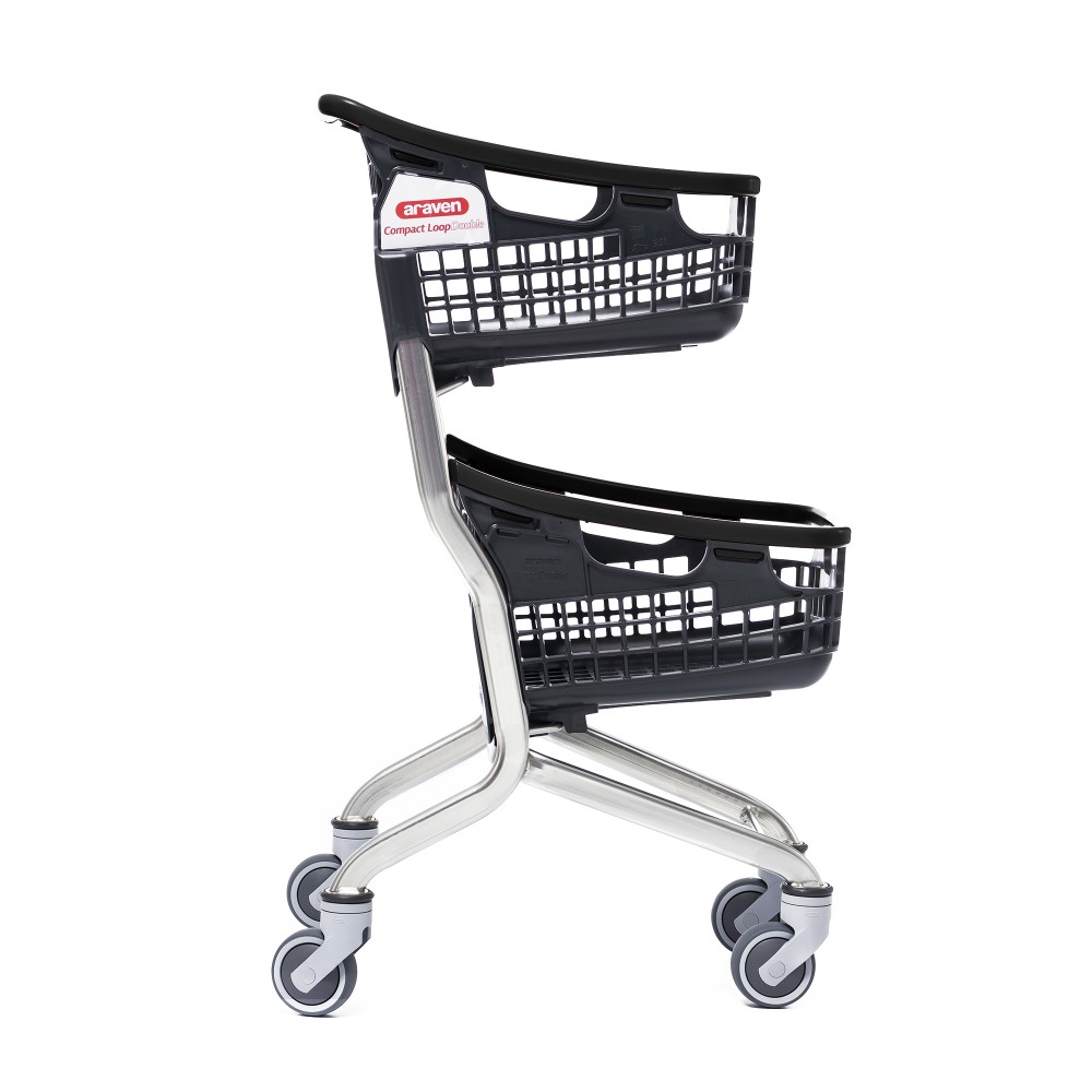 Winkelwagen LOOP Shop&Roll 70 liter - dubbele korf zwart