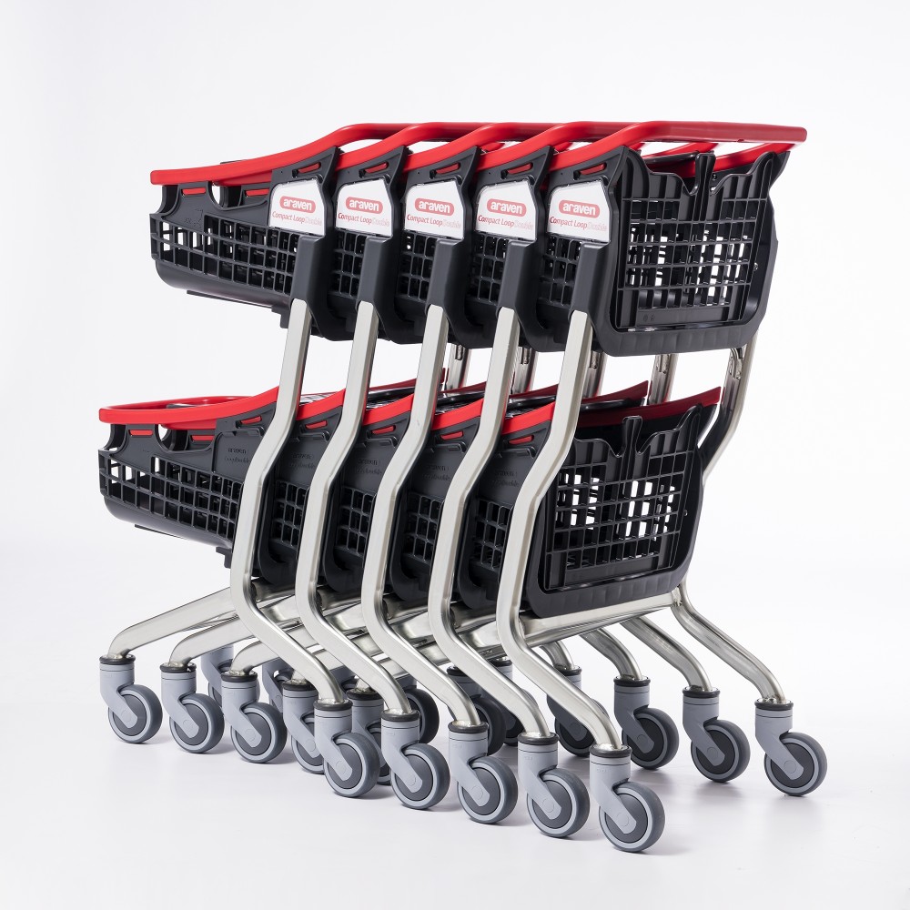 Winkelwagen LOOP Shop&Roll 70 liter - dubbele korf rood