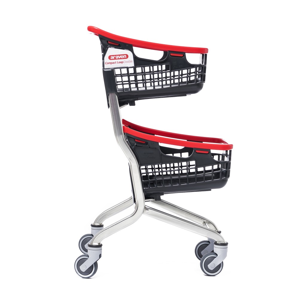 Winkelwagen LOOP Shop&Roll 70 liter - dubbele korf rood