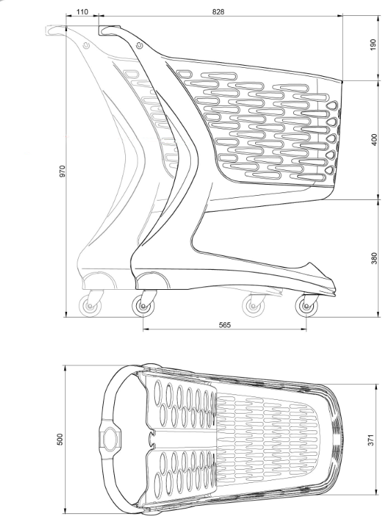 Winkelwagen kunststof Basic 80 groen
