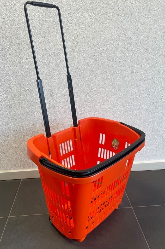 Shop & Roll winkelmand op wielen 34 liter oranje 