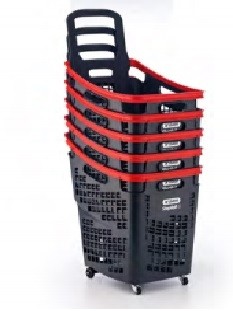 Shop & Roll winkelmand op wielen 65 liter grijs/blauw