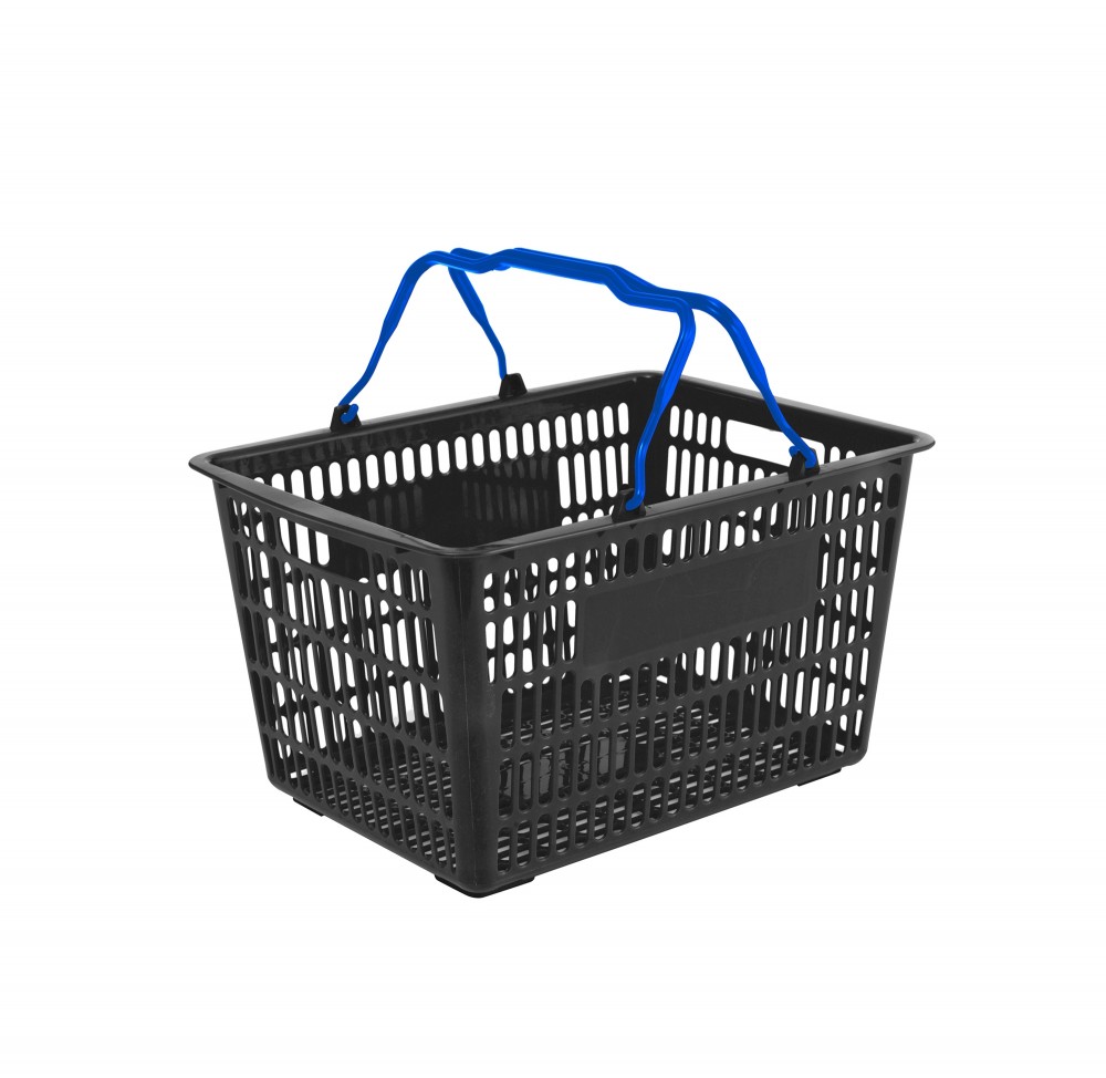 Winkelmand GERECYCLED 22 liter met blauwe grepen 