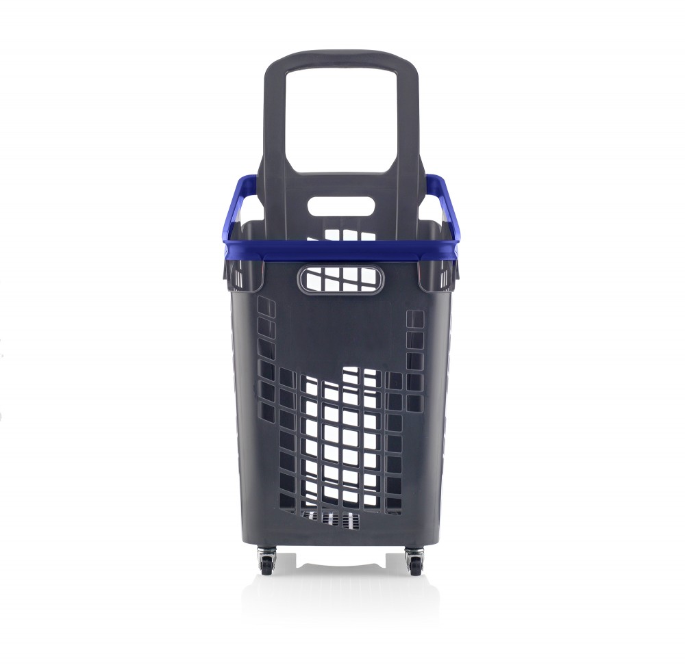 Shop & Roll winkelmand op wielen 65 liter grijs/blauw