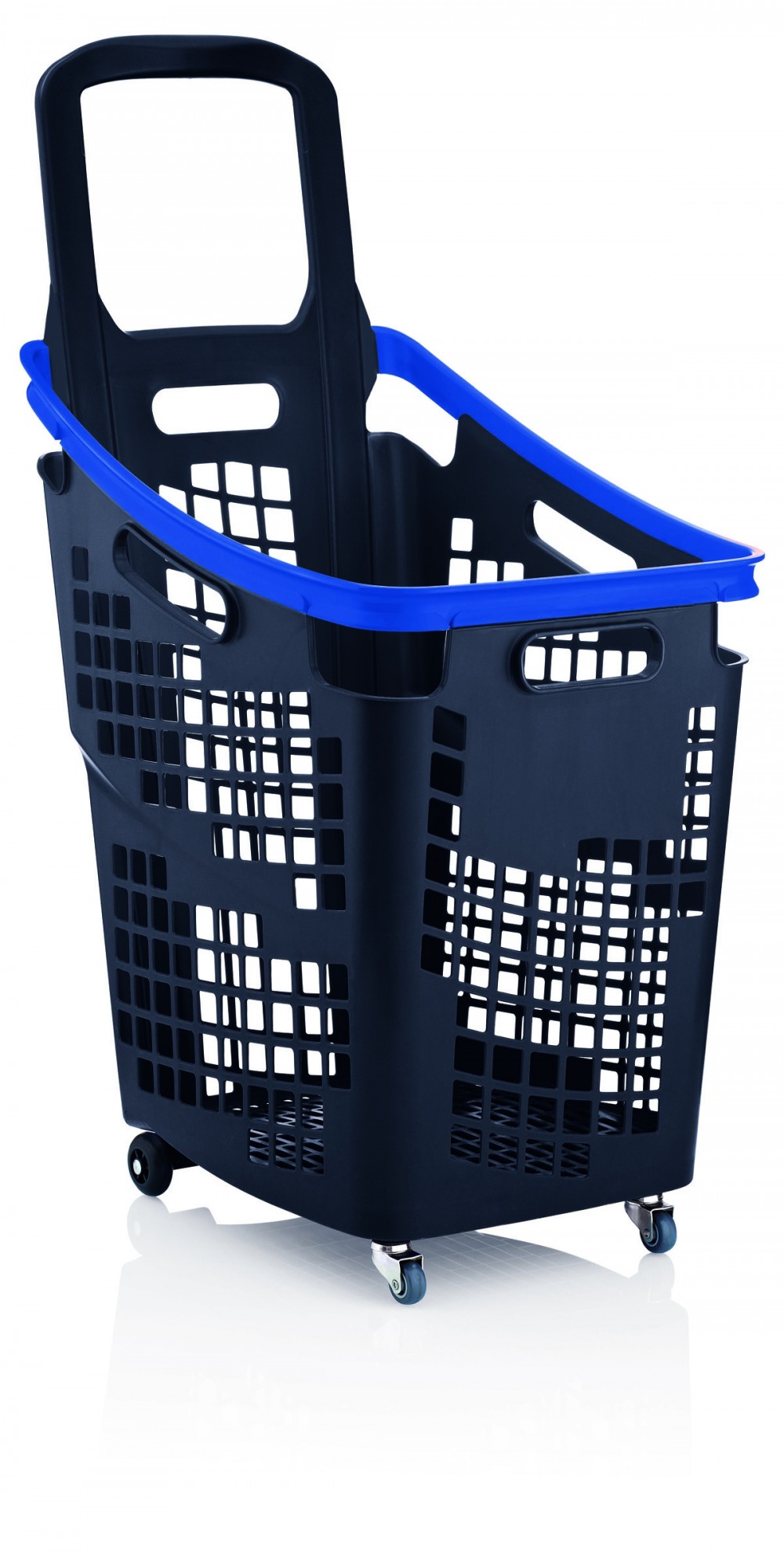 Shop & Roll winkelmand op wielen 65 liter grijs/blauw