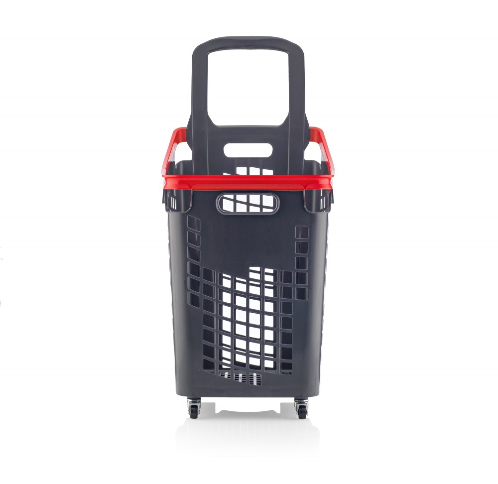 Shop & Roll winkelmand op wielen 65 liter grijs/rood  