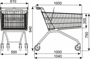Metalen Winkelwagen AVANT 140 liter - !!AANBIEDING!!