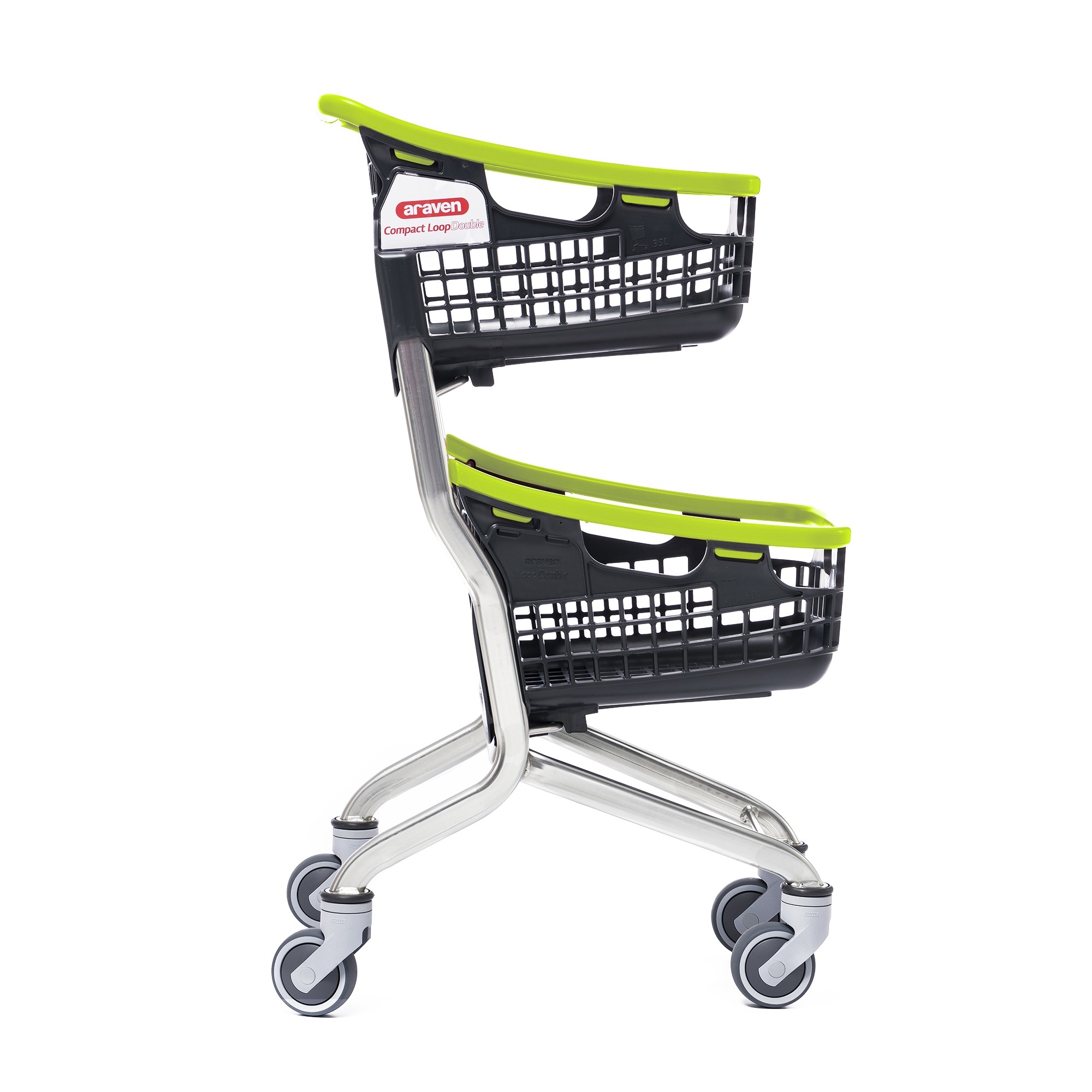 Winkelwagen LOOP Shop&Roll 70 liter - dubbele korf groen