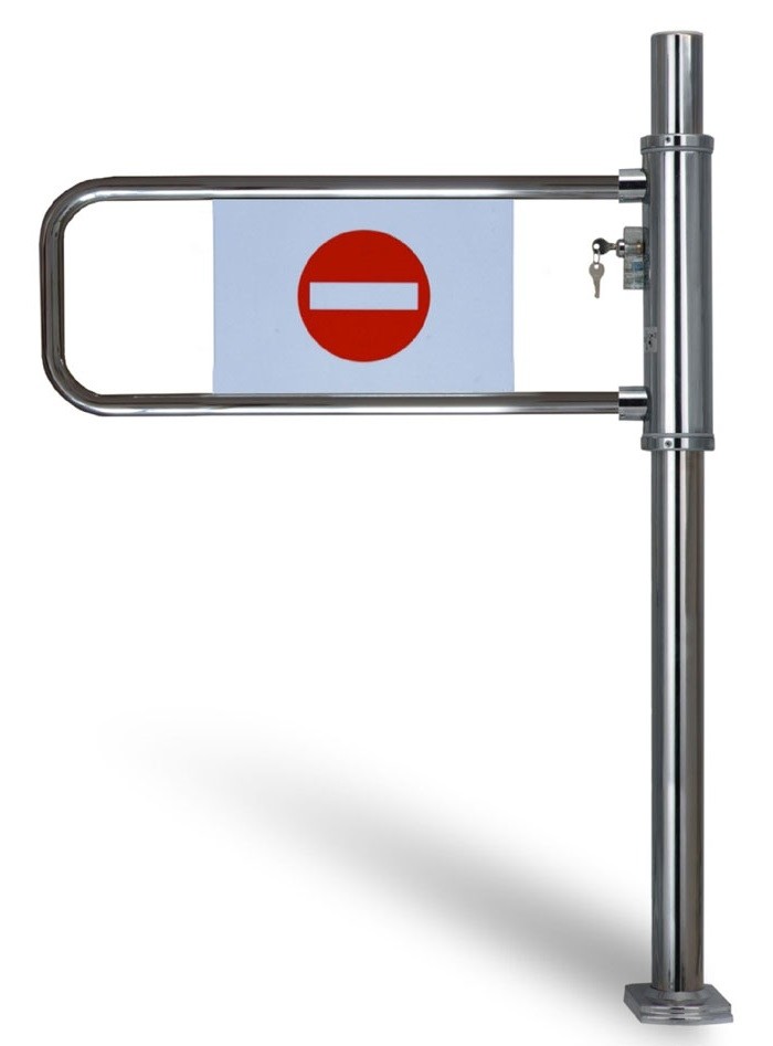 Kassa-afsperring op buispoot met slot, rechts openend