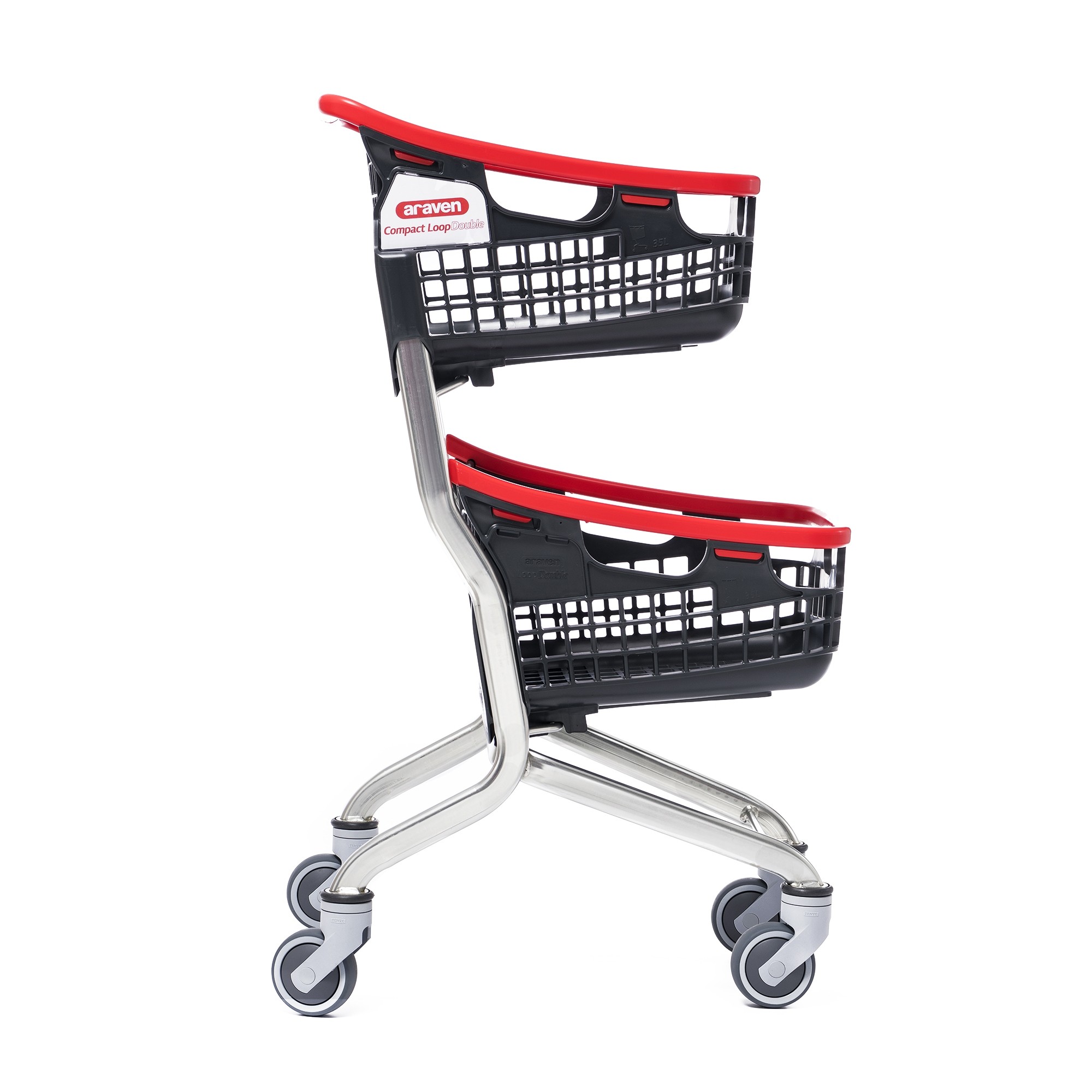 Winkelwagen LOOP Shop&Roll 70 liter - dubbele korf rood