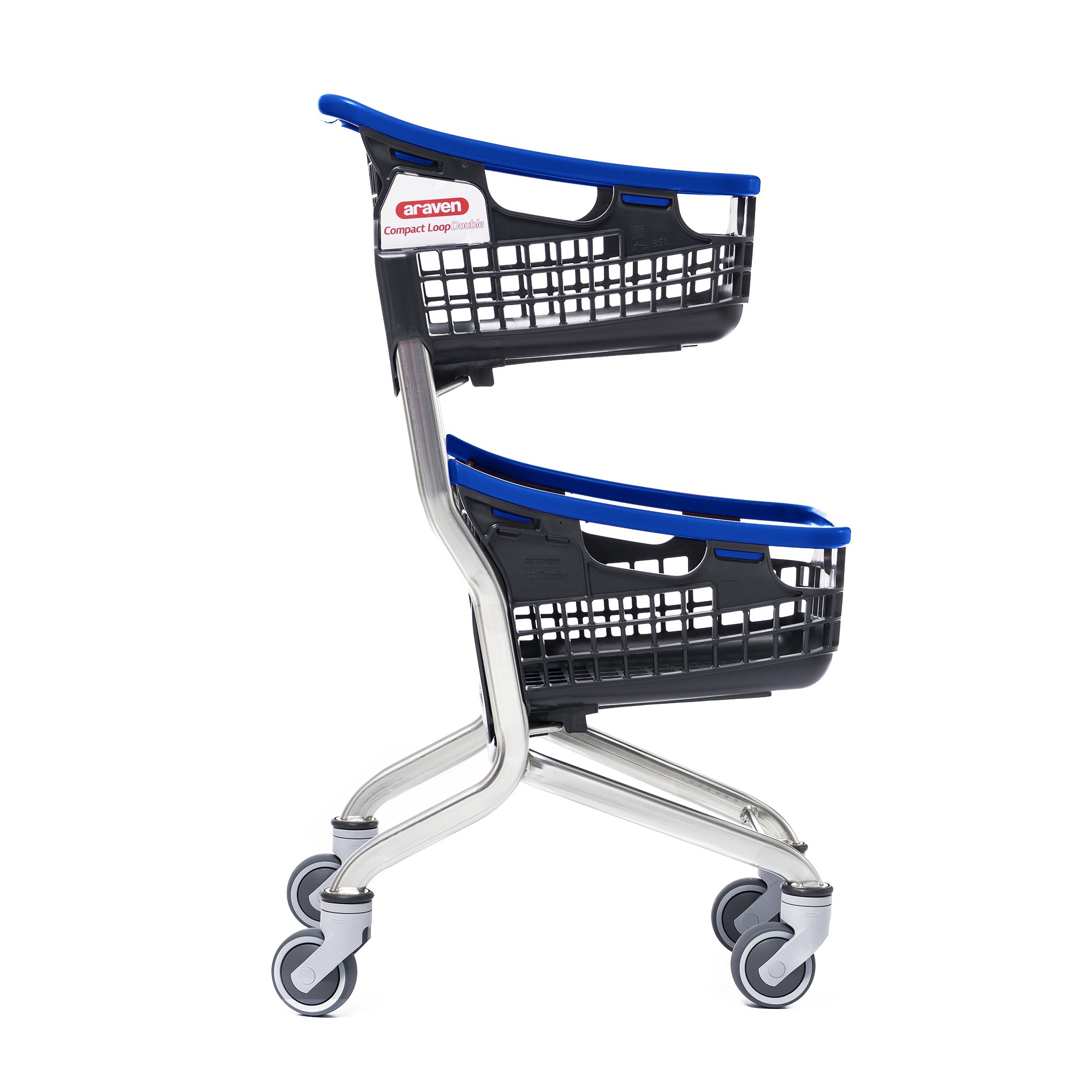 Winkelwagen LOOP Shop&Roll 70 liter - dubbele korf blauw