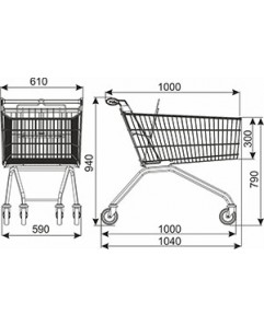 Metalen Winkelwagen AVANT 140 liter - !!AANBIEDING!!