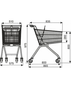 Metalen winkelwagen Avant 90 liter