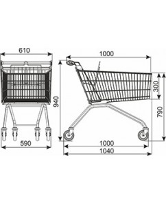 Metalen Winkelwagen AVANT 140 liter - !!AANBIEDING!!