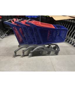 Winkelwagen gebruikt kunststof blauw-rood