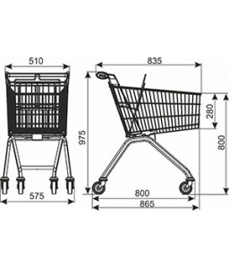 Metalen winkelwagen Avant 90 liter