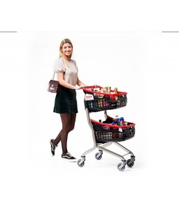 Winkelwagen LOOP Shop&Roll 70 liter - dubbele korf zwart