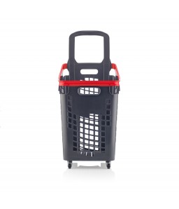 Shop & Roll winkelmand op wielen 65 liter grijs/rood